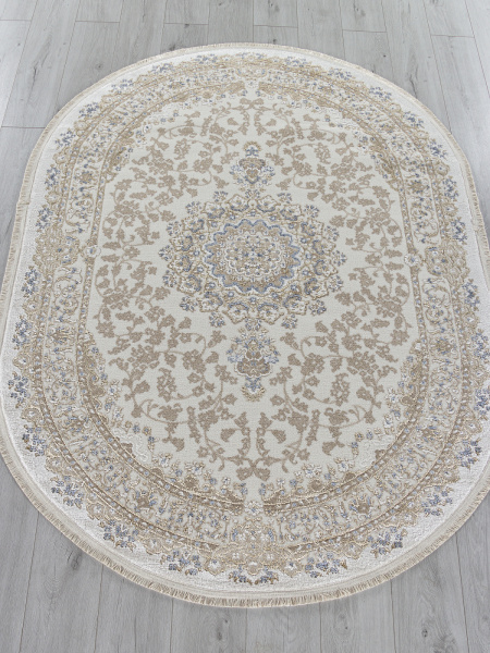 Турецкий овальный ковёр 27239A CREAM / NAVY