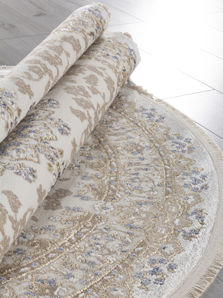 Турецкий овальный ковёр 27239A CREAM / NAVY