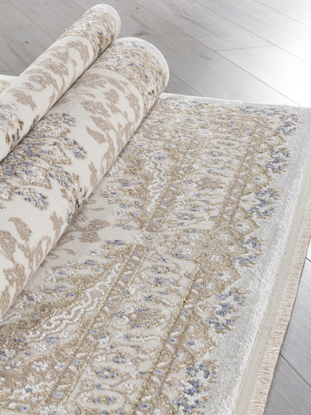 Турецкий прямоугольный ковёр 27239A CREAM / NAVY