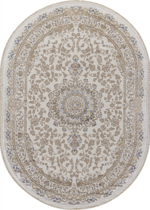 Турецкий овальный ковёр 27239 CREAM / BLUE