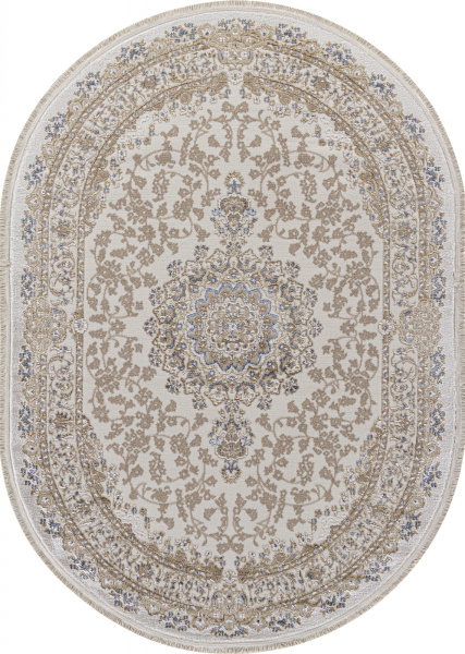 Турецкий овальный ковёр 27239 CREAM / BLUE