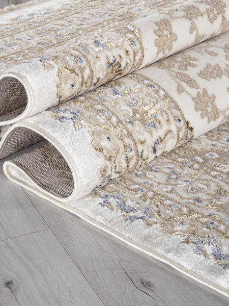 Турецкий прямоугольный ковёр 27239 CREAM / BLUE