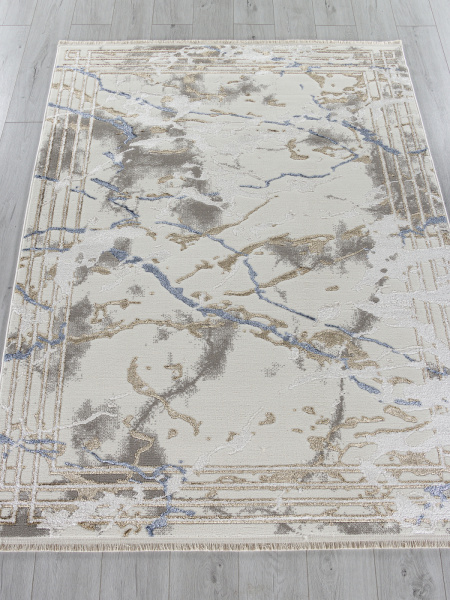 Турецкий прямоугольный ковёр 27243A GRY / NAVY