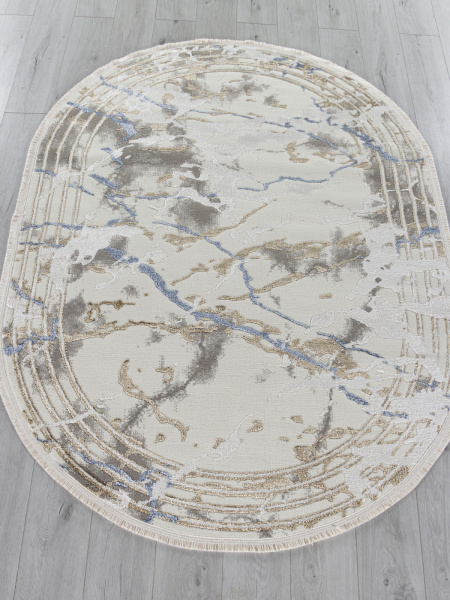 Турецкий овальный ковёр 27243 GRY / BLUE