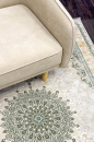 Иранский прямоугольный ковёр G398 CREAM / GREEN