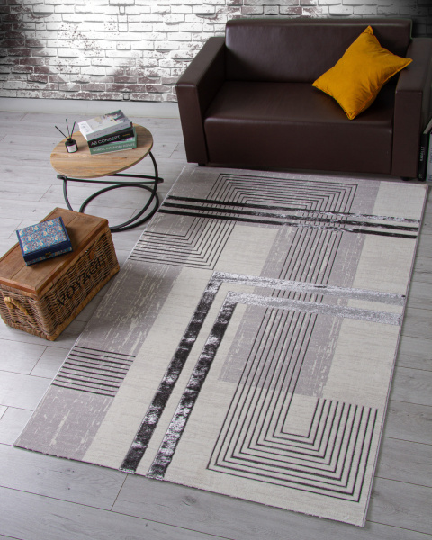 Турецкий прямоугольный ковёр 04075A CREAM HB / ICE GREY HB