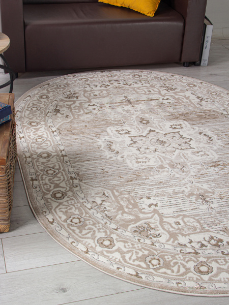 Турецкий овальный ковёр 04089A CREAM HB / LIGHT GRI HB