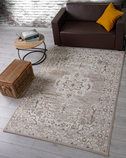 Турецкий прямоугольный ковёр 04089A CREAM HB / LIGHT GRI HB