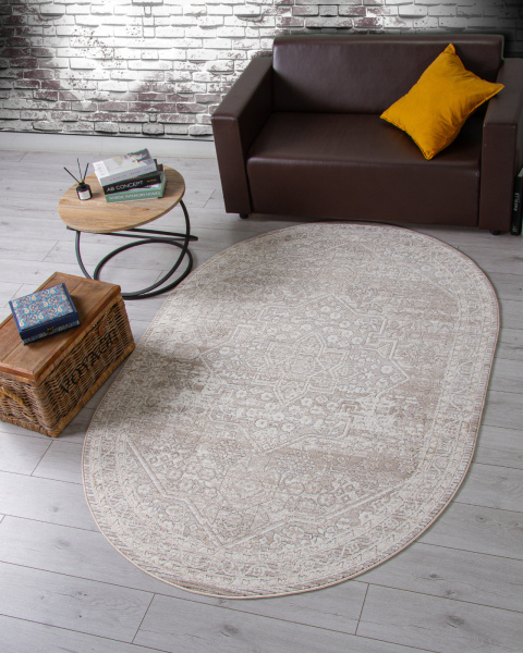 Турецкий овальный ковёр 04293A BEIGE FDY / CREAM HB