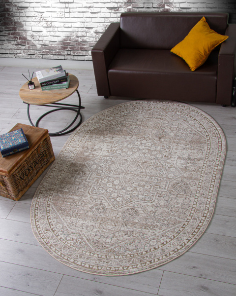 Турецкий овальный ковёр 04293A BEIGE FDY / CREAM HB