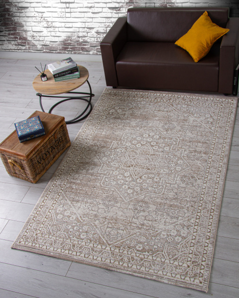 Турецкий прямоугольный ковёр 04293A BEIGE FDY / CREAM HB