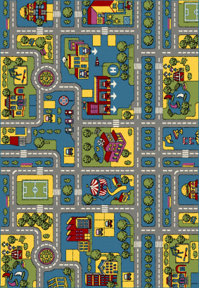 Российский прямоугольный ковёр C024 BLUE-GRAY