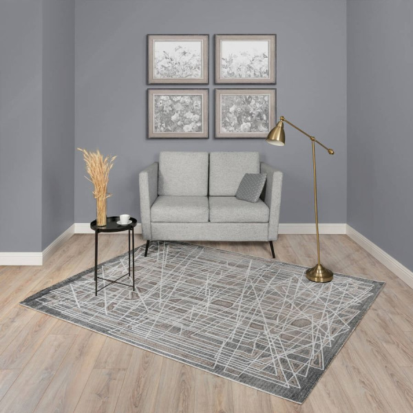Турецкий прямоугольный ковёр  DN93B GREY/CREAM