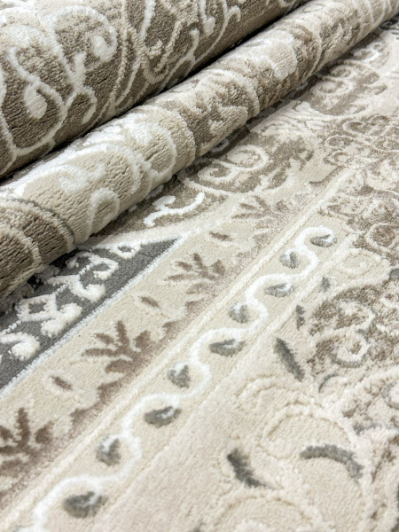 Турецкий прямоугольный ковёр 6691A D.BEIGE / WHITE