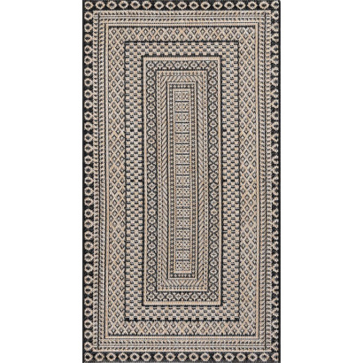 Турецкий прямоугольный ковёр  6672A BLACK/CREAM