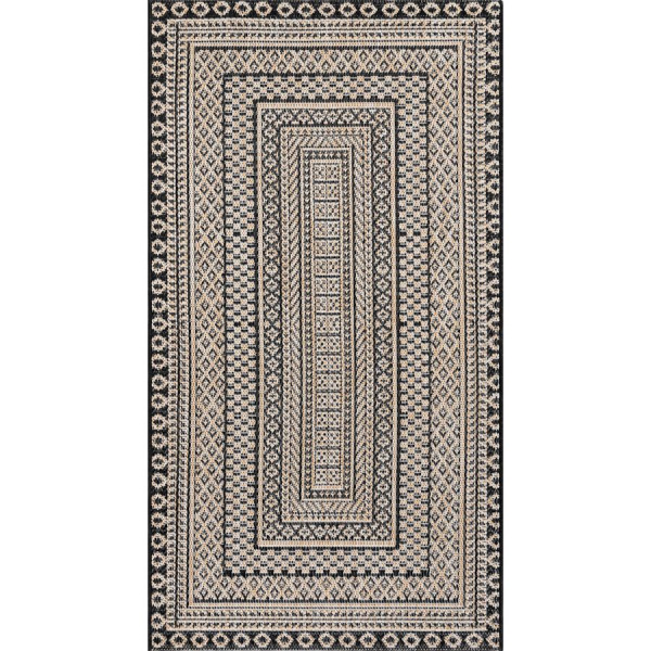 Турецкий прямоугольный ковёр  6672A BLACK/CREAM