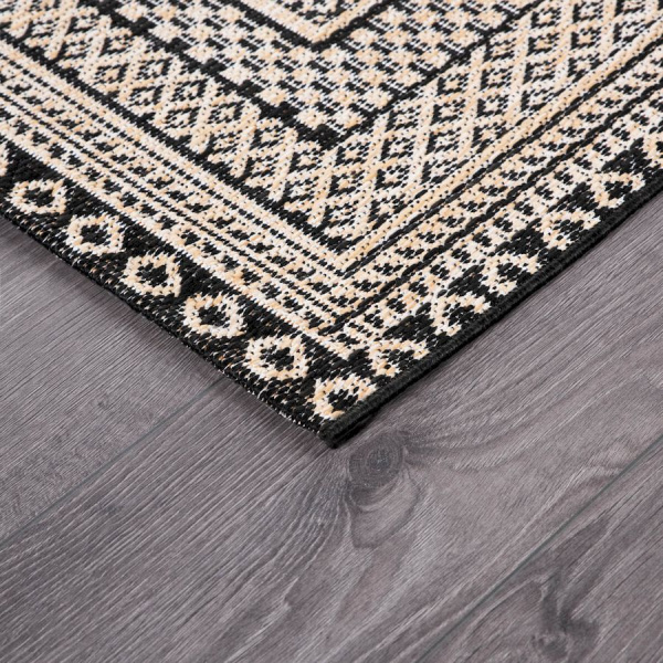 Турецкий прямоугольный ковёр  6672A BLACK/CREAM