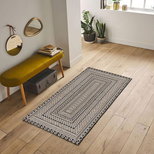 Турецкий прямоугольный ковёр  6672A BLACK/CREAM