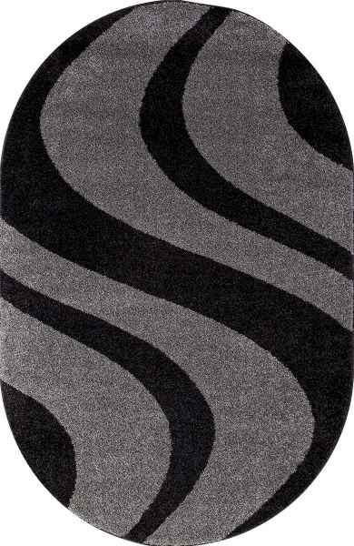 Российский овальный ковёр t617 GRAY-BLACK