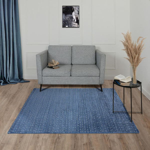 Турецкий прямоугольный ковёр  D438B D.BLUE/L.GREY