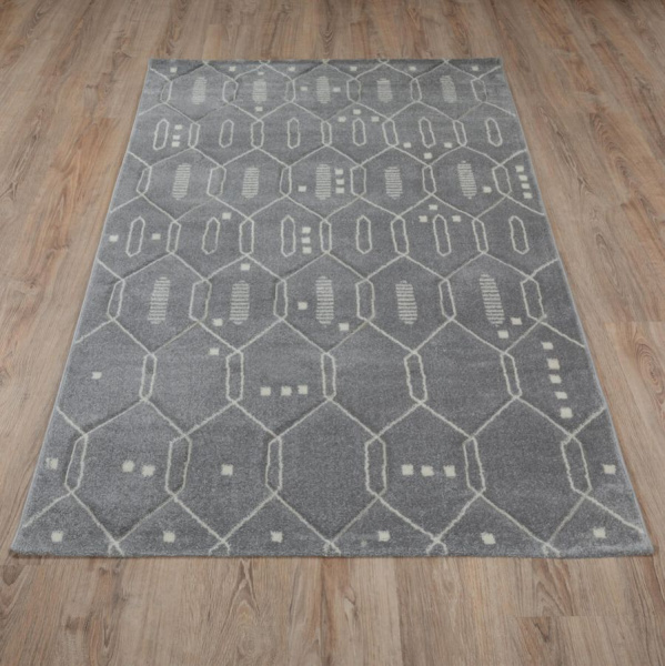 Турецкий прямоугольный ковёр  D439C L.GREY/CREAM