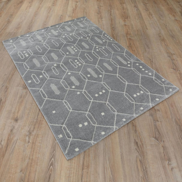 Турецкий прямоугольный ковёр  D439C L.GREY/CREAM