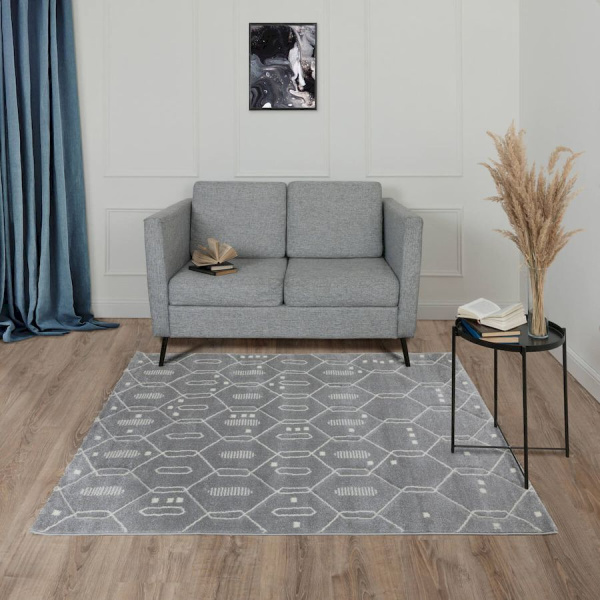 Турецкий прямоугольный ковёр  D439C L.GREY/CREAM