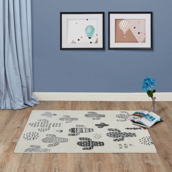 Турецкий прямоугольный ковёр  D710A WHITE/D.GREY