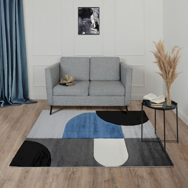 Турецкий прямоугольный ковёр  L255A L.GREY/D.BLUE