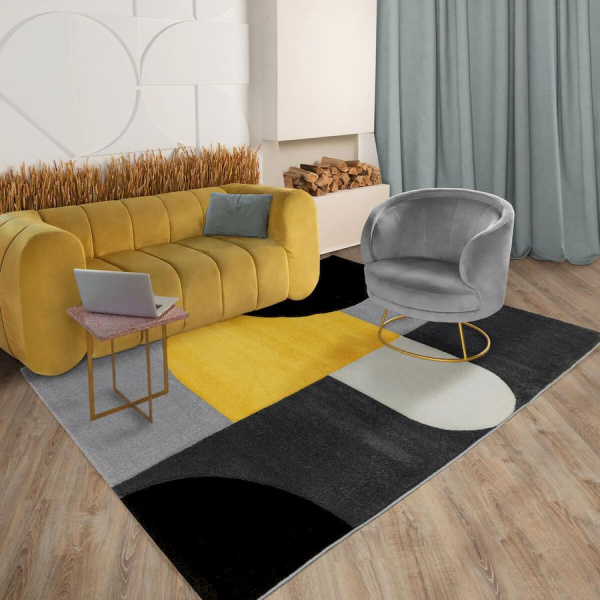 Турецкий прямоугольный ковёр  L255A L.GREY/YELLOW