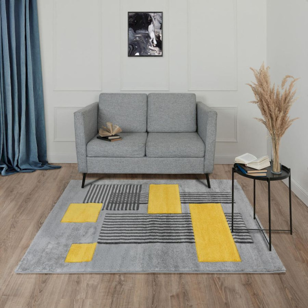 Турецкий прямоугольный ковёр  L262A L.GREY/YELLOW