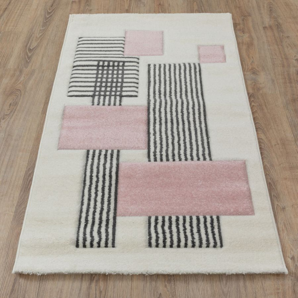 Турецкий прямоугольный ковёр  L262A WHITE/PINK