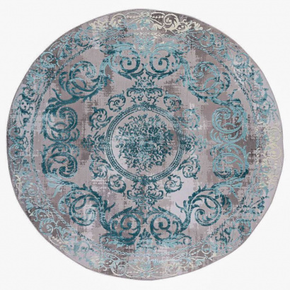 Турецкий круглый ковёр 9365A BLUE - CREAM
