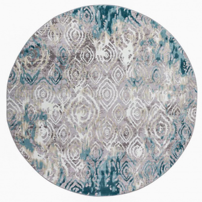 Турецкий круглый ковёр 9368C BLUE - WHITE