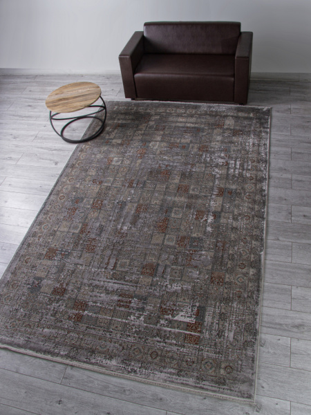 Турецкий прямоугольный ковёр G078G2 D.GREY / BEIGE