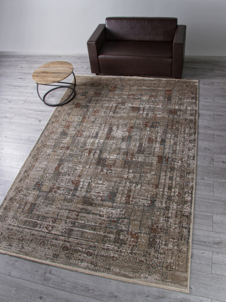 Турецкий прямоугольный ковёр G078J2 D.GREY / BEIGE