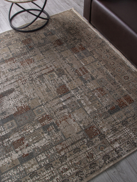 Турецкий прямоугольный ковёр G078J2 D.GREY / BEIGE