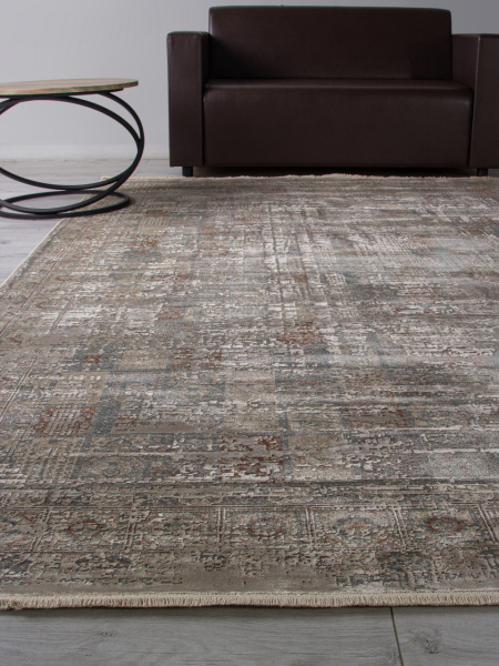 Турецкий прямоугольный ковёр G078J2 D.GREY / BEIGE