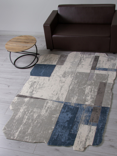 Турецкий прямоугольный ковёр 00838T GREY / BLUE