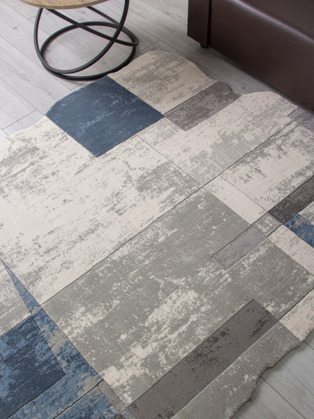 Турецкий прямоугольный ковёр 00838T GREY / BLUE