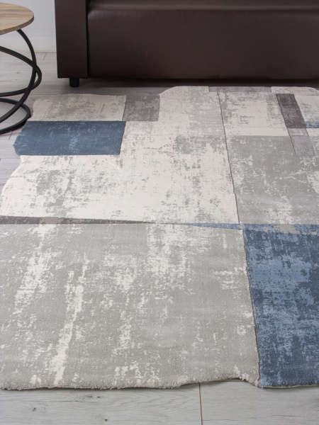 Турецкий прямоугольный ковёр 00838T GREY / BLUE