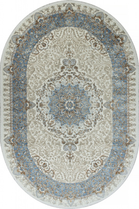 Турецкий овальный ковёр 06066A L.BLUE FDY / CREAM HB
