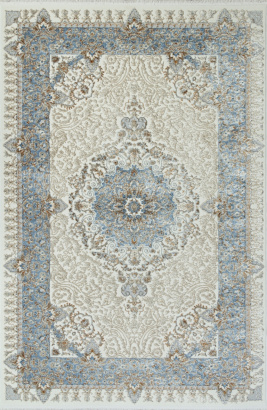 Турецкий прямоугольный ковёр 06066A L.BLUE FDY / CREAM HB