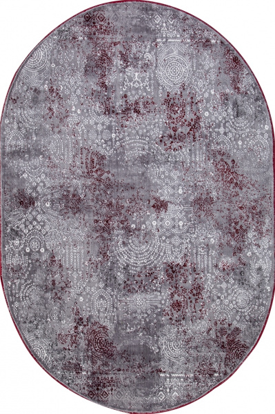 Турецкий овальный ковёр S106B KOYU GREY COKEN / RED