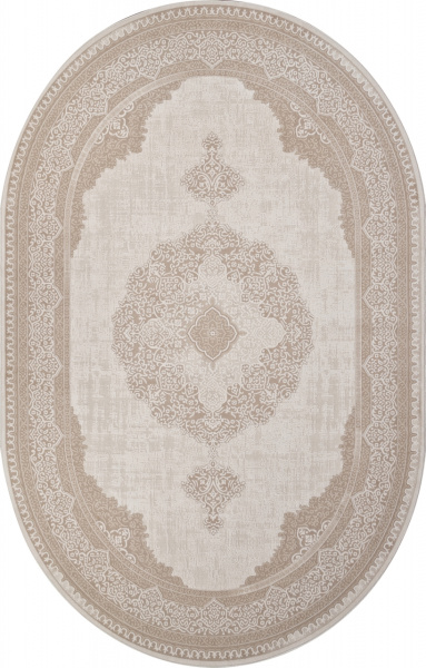 Турецкий овальный ковёр M029A WHITE / LIGHT BEIGE