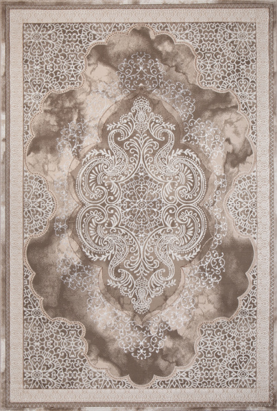 Турецкий прямоугольный ковёр 0145PA POLY IVORY / POLY BROWN