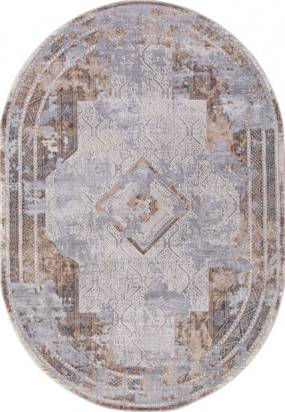 Турецкий овальный ковёр 17495A GREY / BEIGE