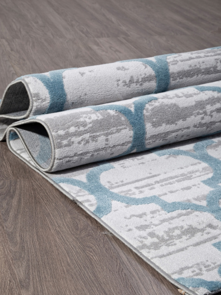 Турецкий прямоугольный ковёр M012A D.GREY SHRINK / L.BLUE HEATSET