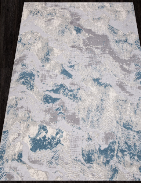 Турецкий прямоугольный ковёр M018A D.GREY SHRINK / L.BLUE HEATSET