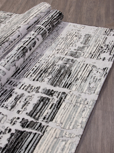 Турецкий прямоугольный ковёр Y012A LIGHT GREY SHIRINK / BLACK